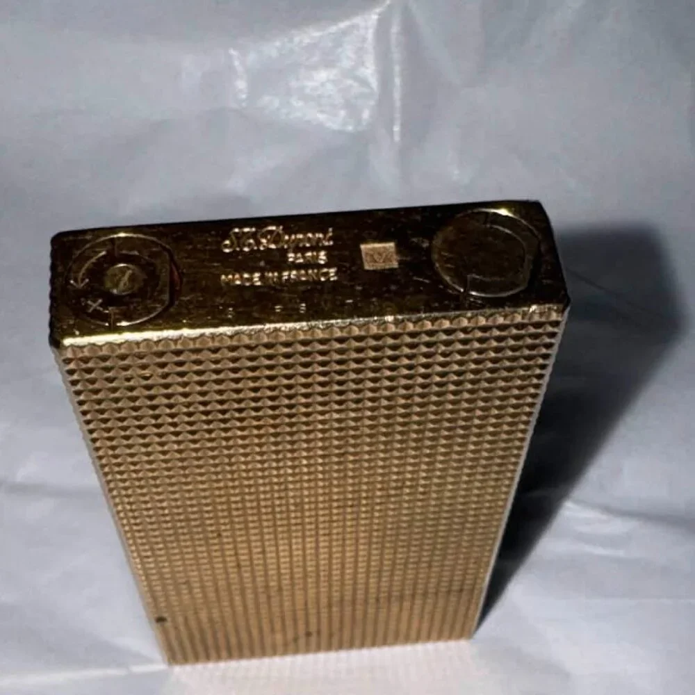 Authentic ST Dupont Vintage RARE Original French Gold Textured Lighter - Picture 6 of 11